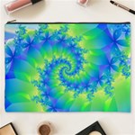 Colorful Blue and Green Spiral Fractal  Cosmetic Bag (XXXL)