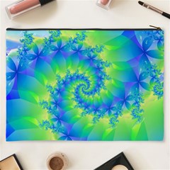 Colorful Blue and Green Spiral Fractal  Cosmetic Bag (XXXL) from ArtsNow.com Back