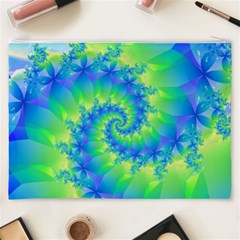 Colorful Blue and Green Spiral Fractal  Cosmetic Bag (XXXL) from ArtsNow.com Back