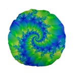 Colorful Blue and Green Spiral Fractal  Standard 15  Premium Round Cushion 