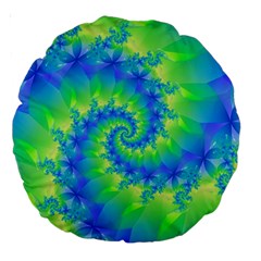 Colorful Blue and Green Spiral Fractal  Large 18  Premium Round Cushion  from ArtsNow.com Front