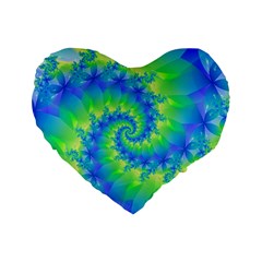 Colorful Blue and Green Spiral Fractal  Standard 16  Premium Heart Shape Cushion  from ArtsNow.com Front