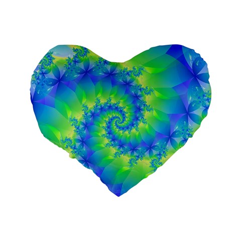 Colorful Blue and Green Spiral Fractal  Standard 16  Premium Heart Shape Cushion  from ArtsNow.com Back