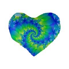 Colorful Blue and Green Spiral Fractal  Standard 16  Premium Heart Shape Cushion  from ArtsNow.com Back