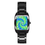 Colorful Blue and Green Spiral Fractal  Stainless Steel Barrel Watch