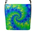 Colorful Blue and Green Spiral Fractal  Flap Closure Messenger Bag (L)