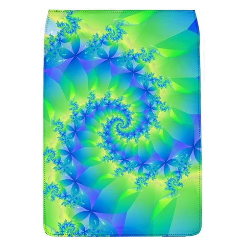 Colorful Blue and Green Spiral Fractal  Removable Flap Cover (L) from ArtsNow.com Front