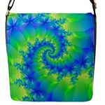 Colorful Blue and Green Spiral Fractal  Flap Closure Messenger Bag (S)