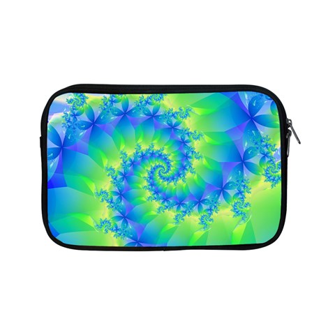 Colorful Blue and Green Spiral Fractal  Apple iPad Mini Zipper Case from ArtsNow.com Front