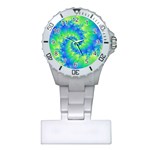 Colorful Blue and Green Spiral Fractal  Plastic Nurses Watch