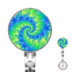 Colorful Blue and Green Spiral Fractal  Stainless Steel Nurses Watch