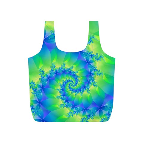 Colorful Blue and Green Spiral Fractal  Full Print Recycle Bag (S) from ArtsNow.com Front