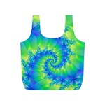 Colorful Blue and Green Spiral Fractal  Full Print Recycle Bag (S)