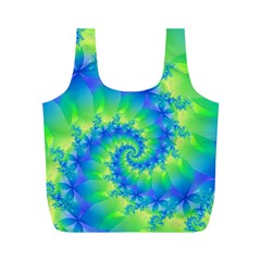 Colorful Blue and Green Spiral Fractal  Full Print Recycle Bag (M) from ArtsNow.com Front