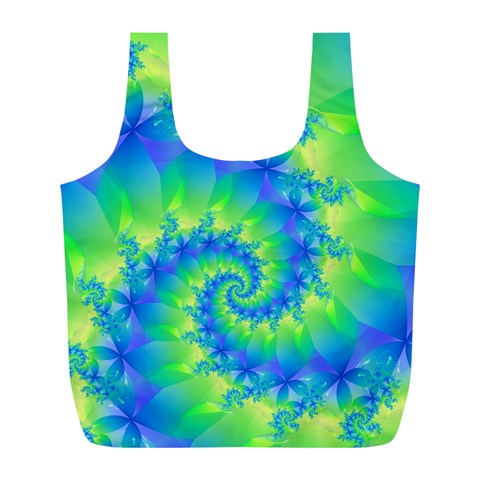 Colorful Blue and Green Spiral Fractal  Full Print Recycle Bag (L) from ArtsNow.com Front