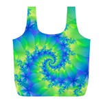 Colorful Blue and Green Spiral Fractal  Full Print Recycle Bag (L)