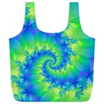 Colorful Blue and Green Spiral Fractal  Full Print Recycle Bag (XL)