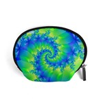 Colorful Blue and Green Spiral Fractal  Accessory Pouch (Small)