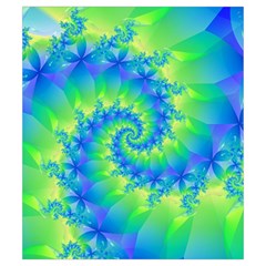 Colorful Blue and Green Spiral Fractal  Drawstring Pouch (Small) from ArtsNow.com Front