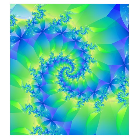 Colorful Blue and Green Spiral Fractal  Drawstring Pouch (Large) from ArtsNow.com Front