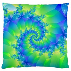 Colorful Blue and Green Spiral Fractal  Standard Flano Cushion Case (Two Sides) from ArtsNow.com Back