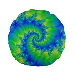 Colorful Blue and Green Spiral Fractal  Standard 15  Premium Flano Round Cushion 