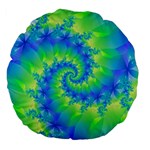 Colorful Blue and Green Spiral Fractal  Large 18  Premium Flano Round Cushion 