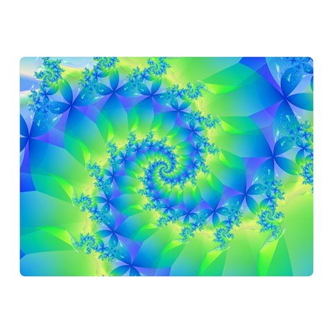 Colorful Blue and Green Spiral Fractal  Double Sided Flano Blanket (Mini) from ArtsNow.com 35 x27  Blanket Front