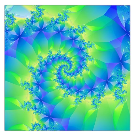 Colorful Blue and Green Spiral Fractal  Large Satin Scarf (Square) from ArtsNow.com Front