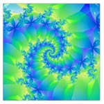 Colorful Blue and Green Spiral Fractal  Large Satin Scarf (Square)