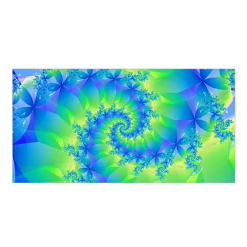 Colorful Blue and Green Spiral Fractal  Satin Shawl from ArtsNow.com Front