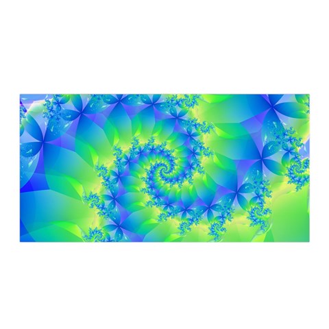 Colorful Blue and Green Spiral Fractal  Satin Wrap from ArtsNow.com Front