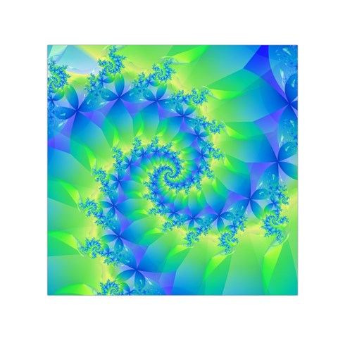 Colorful Blue and Green Spiral Fractal  Small Satin Scarf (Square) from ArtsNow.com Front