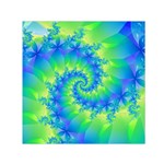 Colorful Blue and Green Spiral Fractal  Small Satin Scarf (Square)