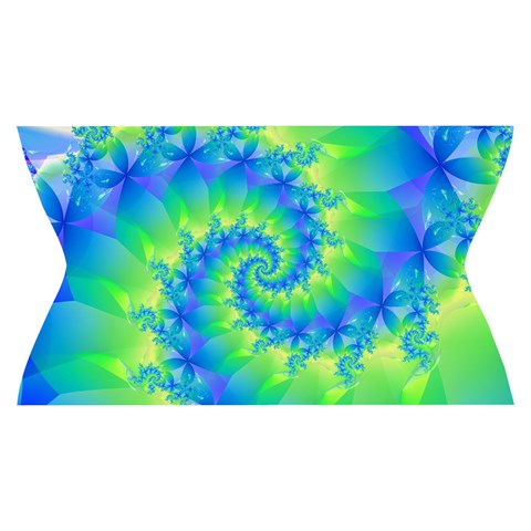 Colorful Blue and Green Spiral Fractal  Yoga Cropped Leggings from ArtsNow.com Waistband Front