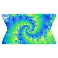 Colorful Blue and Green Spiral Fractal  Yoga Cropped Leggings from ArtsNow.com Waistband Front