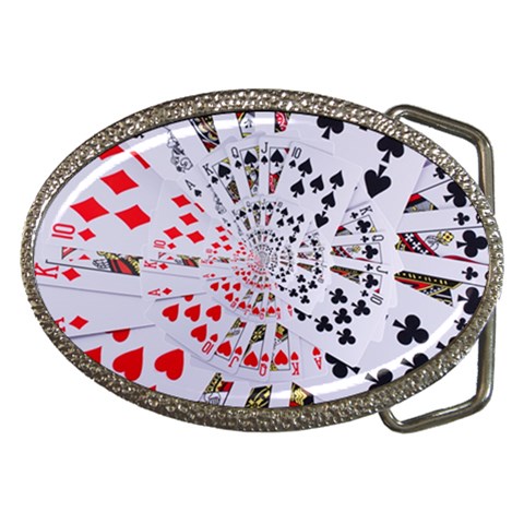 Poker Royal Flush All Suits Droste Spiral Belt Buckle from ArtsNow.com Front