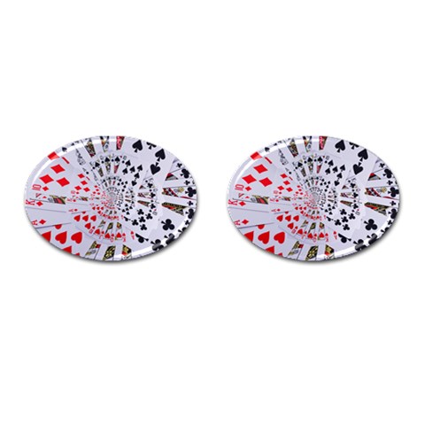 Poker Royal Flush All Suits Droste Spiral Cufflinks (Oval) from ArtsNow.com Front(Pair)