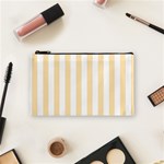 Vertical Stripes - White and Peach Orange Cosmetic Bag (S)