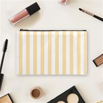 Vertical Stripes - White and Peach Orange Cosmetic Bag (M)