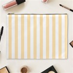 Vertical Stripes - White and Peach Orange Cosmetic Bag (XL)