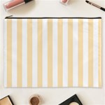 Vertical Stripes - White and Peach Orange Cosmetic Bag (XXXL)