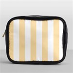 Vertical Stripes - White and Peach Orange Mini Toiletries Bag (One Side)