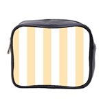 Vertical Stripes - White and Peach Orange Mini Toiletries Bag (Two Sides)