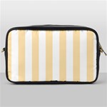 Vertical Stripes - White and Peach Orange Toiletries Bag (One Side)