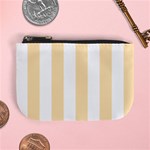 Vertical Stripes - White and Peach Orange Mini Coin Purse