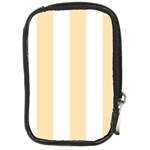 Vertical Stripes - White and Peach Orange Compact Camera Leather Case