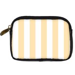 Vertical Stripes - White and Peach Orange Digital Camera Leather Case