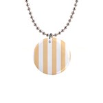 Vertical Stripes - White and Sunset Orange 1  Button Necklace