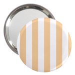 Vertical Stripes - White and Sunset Orange 3  Handbag Mirror